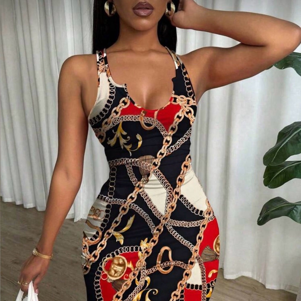 Elegant Chain Print Dress